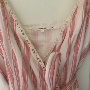 Tularosa pink/white striped wrap summer dress size m